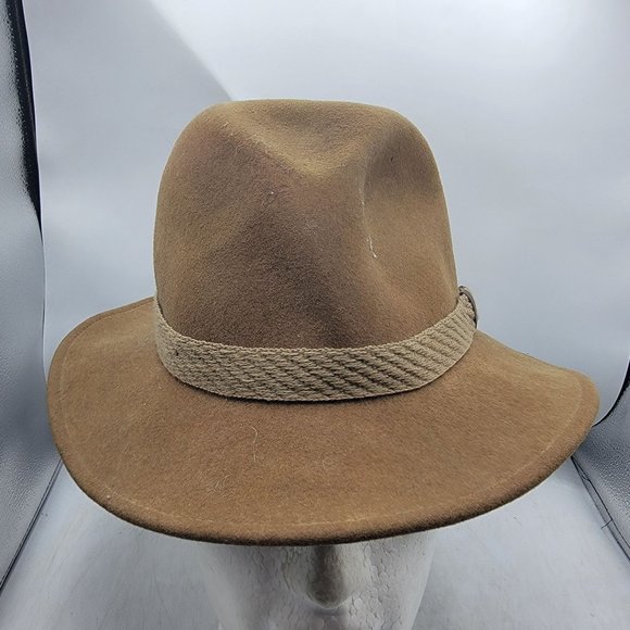 Dorfman Pacific Brown Wool Felt Fedora Hat Indiana Jones Made In